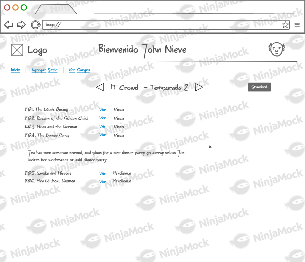 Página personal de inicio de un usuario *Polaflix*
